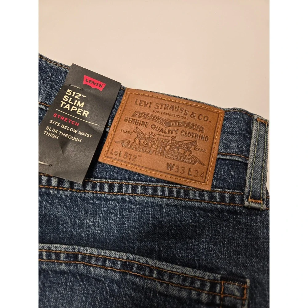 Levi's 512 Slim Taper Mens 33x34 Blue Denim Stretch Jeans 288330850 Premium